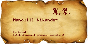Manowill Nikander névjegykártya